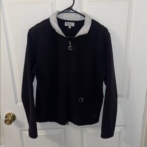 Chico's Black Bomber Jacket with White Collar
